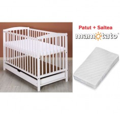 MAMO-TATO - Patut din lemn Maja Alb + Saltea Cocos MAMO-TATO - Patut din lemn Maja Alb + Saltea Cocos1